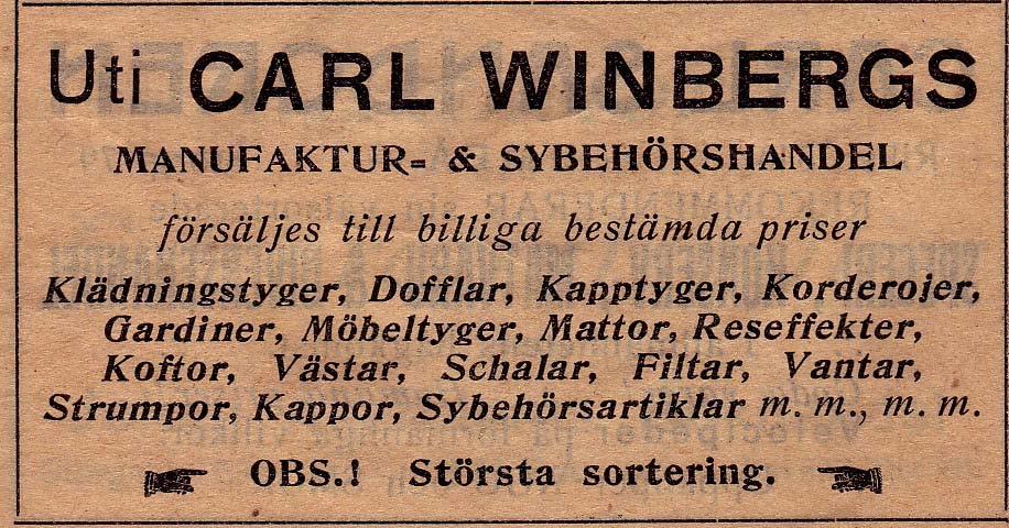 17 Winbergs Manufaktur & Sybehörshandel, Carl