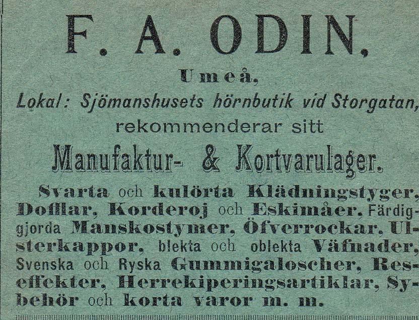 1892 Odins Manufaktur & Kortvaruaffär,