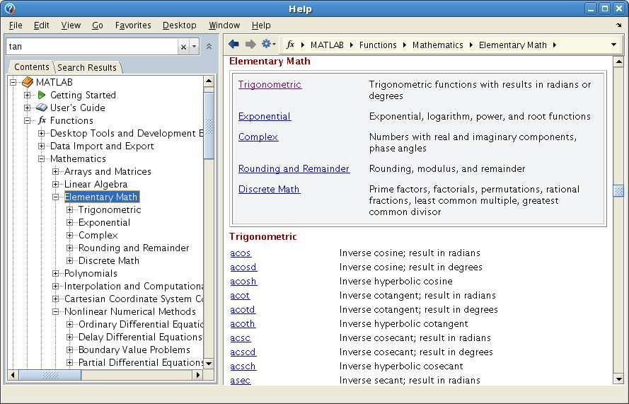 CTH/GU 2/22 Matematiska vetenskaper Inledning Mer om funktioner och grafik i Matlab Först skall vi se lite på funktioner som redan finns i Matlab, (elementära) matematiska funktioner som sinus och