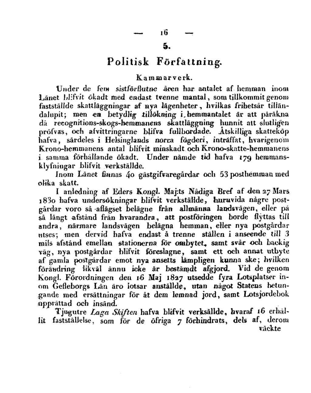 Politisk 16 5. Författning. Kammarverk.