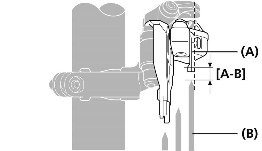 MONTERING Montering av framväxeln (Trippel fram) Bandtyp (FD-M9000/M8000/M672/M612) TEKNISKA TIPS Kontrollera genom att hålla en insexnyckel mot det störst kedjedrevs platta yta såsom bilden visar.