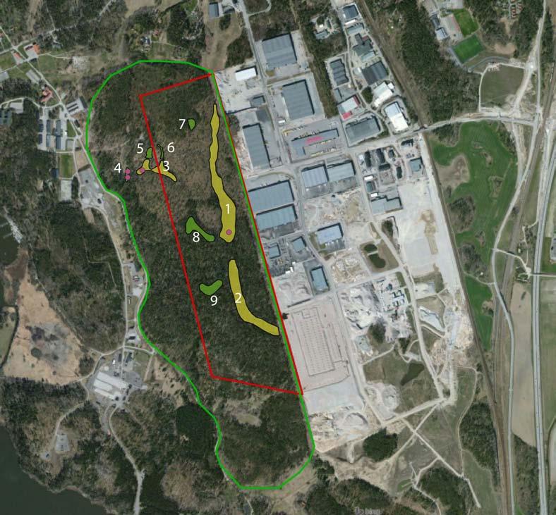 Biologiska värden i nuläget Nedan presenteras de av Ekologigruppen identifierade våtmarkerna med naturvärden inom planområdet. Naturmiljöutredning Figur 2. Karta med delområden och naturvärdesklass.