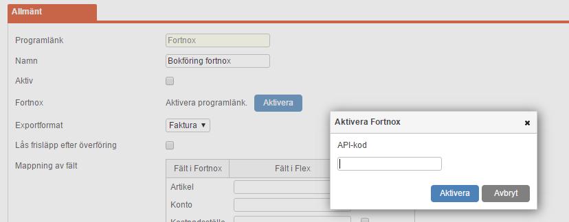 Användarmeddelande Flex HRM Time, version 171 16 Fortnox. Ange sedan namn för programlänken och om den ska vara aktiv. Klicka därefter på Spara.