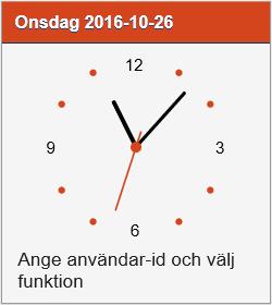 Användarmeddelande Flex HRM Time, version 171 28 Borttag av text i Timeclock Den fasta texten Ange användar-id och välj funktion som tidigare visades under klockan till vänster har vi i denna version