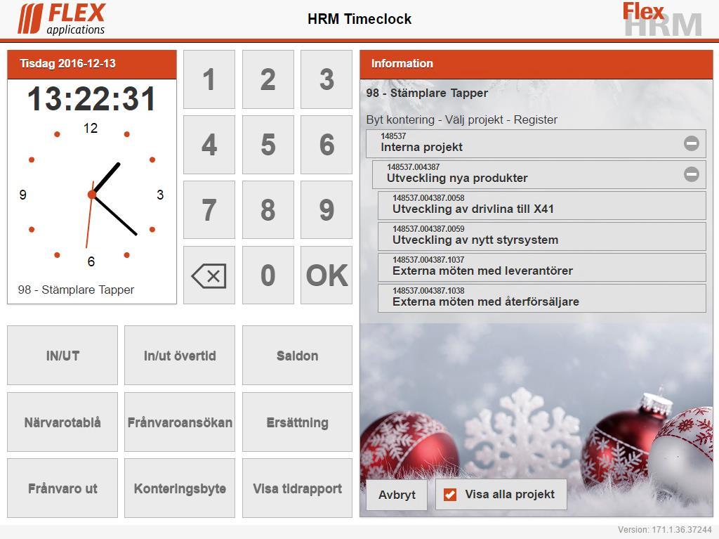 Användarmeddelande Flex HRM Time, version 171 29 Nyheter Flex