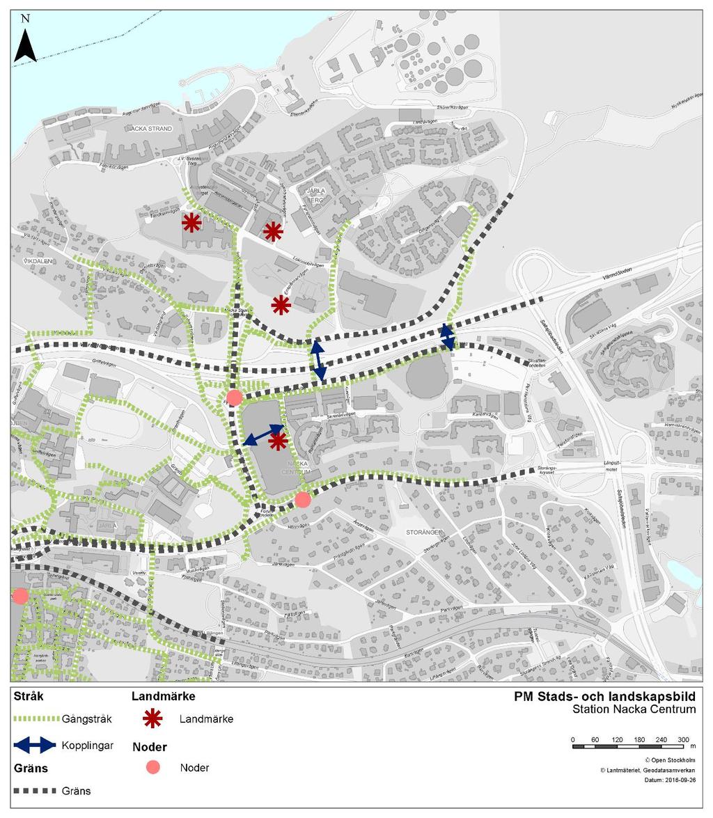 Norr om Värmdöleden finns också storskalig bebyggelse för verksamheter och bostadsbebyggelse av både mellanskalig och småskalig karaktär.