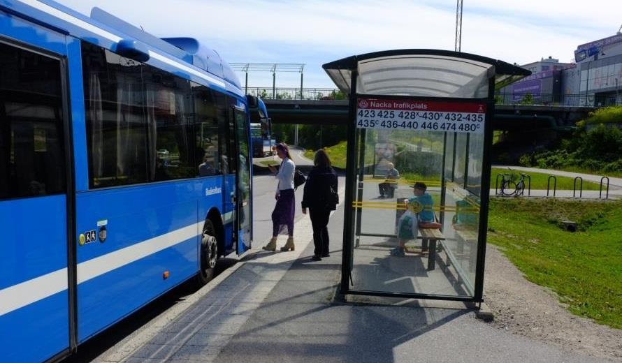 Figur 42 Exempel på väggräns, Värmdöleden Noder Busshållplatser är i huvudsak lokaliserade längs