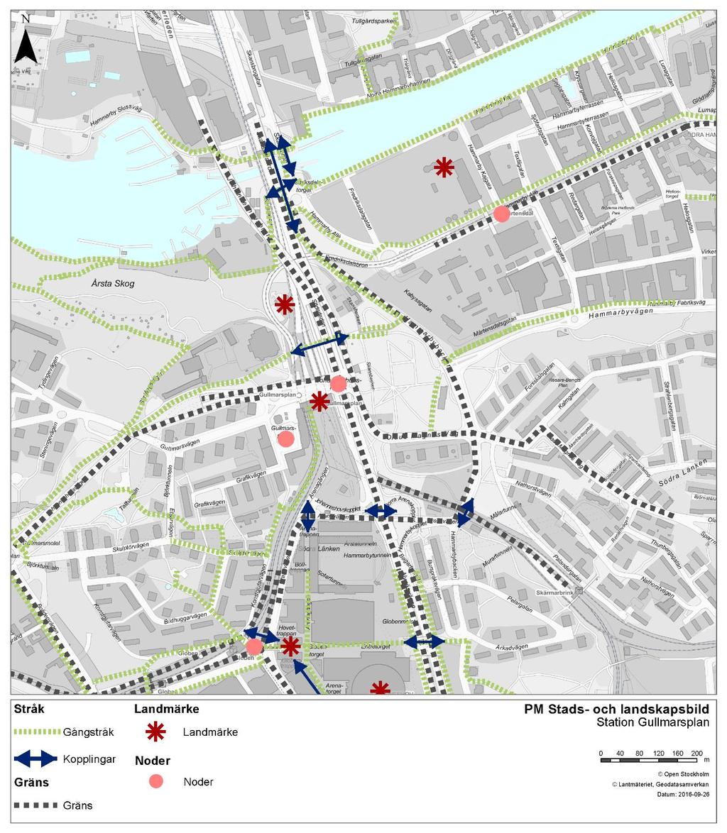 Det storskaliga trafiklandskapet präglar områdets karaktär.