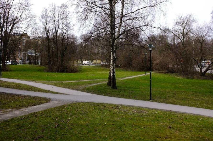 Figur 54 Exempel på park- och landskapsrum Siktlinjer Tydliga siktlinjer finns längs Hammarby allé och längs Nynäsvägen.