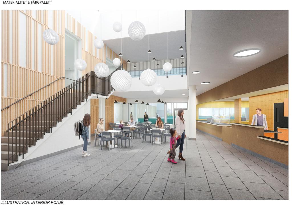 markplan till entréhall en trappa upp samt till övre foajé med