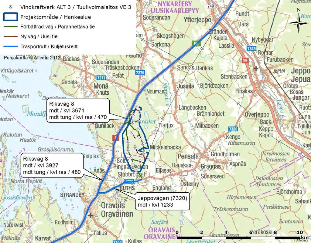 SVEVIND OY AB SANDBACKA VINDKRAFTSPARK 108 (224) riksväg 8 och förbindelsevägen har