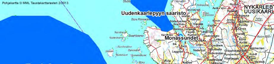 SVEVIND OY AB SANDBACKA VINDKRAFTSPARK 159 (224) Figur 21-3. Internationellt viktiga fågelområden (IBA) och viktiga fågelområden i Finland (FINIBA) på cirka 20 kilometers avstånd från projektet.