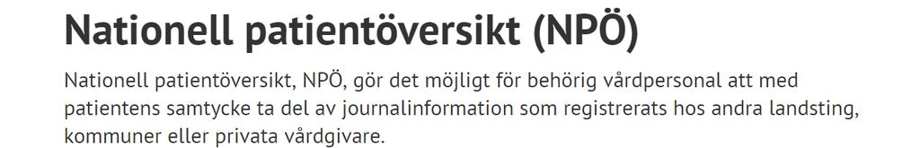Sammanhållen journalföring nationella tjänster https://www.inera.