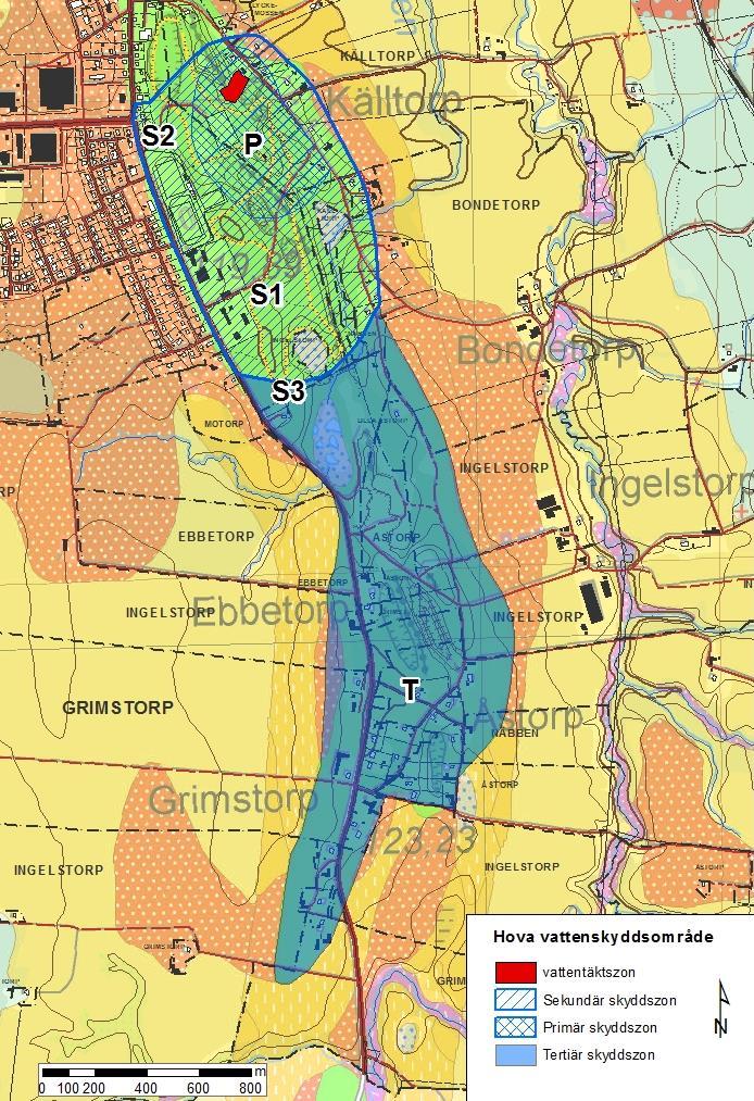 Figur 11: Motiv till föreslagen avgränsning av Hova vattenskyddsområde med geologiska kartan i bakgrunden. 31 (33) repo001.