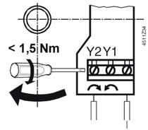 ventilens vridningsriktning bestäms av: - Pannans framledning från höger eller från vänster (gäller ej ) - Ventilens monteringsläge (hydraulisk funktion) N = AC 230 V G = AC 24 V N G Styrsignal vid