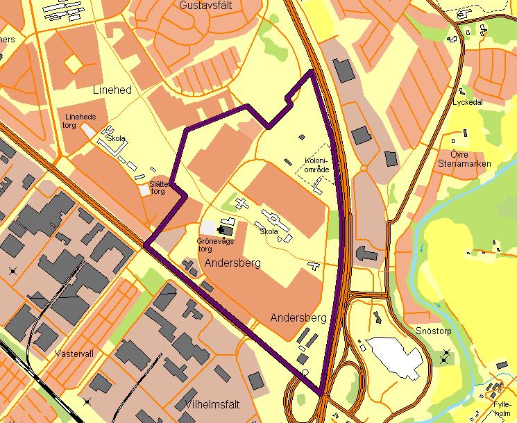 2.2 Andersberg Stadsdelen Andersberg skapades i slutet på 1960-talet och är belägen i sydöstra Halmstad. 25 Figur 1.