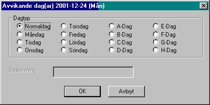 Bewator - 2010 Kalendern 17 6 Välj vilken dagtyp som ska användas för dagen. 7 Klicka på OK.