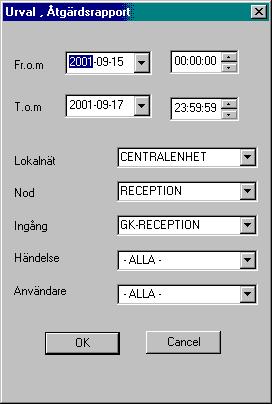 Bewator - 2010 Bevaka systemet 51 Söka åtgärdsrapporter Om du vill se de åtgärdsrapporter som finns för en viss nod, ingång eller händelse, gör så här: 1 Högerklicka på önskad händelse.