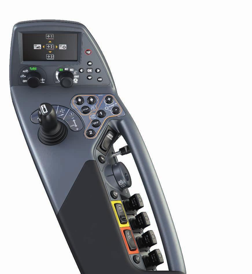 BESKRIVNING AV VALTRA ARM VALTRA ARM-ARMSTÖD OCH HUVUDREGLAGE Traktorterminal Hydraulik Körning/transmission Trepunktslyft Kraftuttag 1 3 4 9 5 13 6 15 7 10 1 11 14 19 16 0 1 17 8 1. Displayterminal.