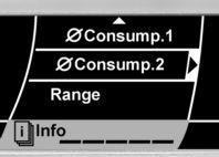 z Manövrering Göra inställning 4 47 En pil 1 på den övre eller undre displaykanten visar att man kan komma till ytterligare menyalternativ genom att dra Multi-Controller i motsvarande riktning.