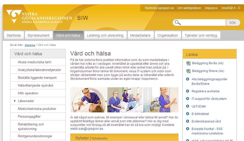 2018-12-18 11918 3 (17) länkar. Högerkolumnerna har blocken Länkar, Externa länkar och Kontakt vid behov. En struktur för nyheter finns att använda vid behov.