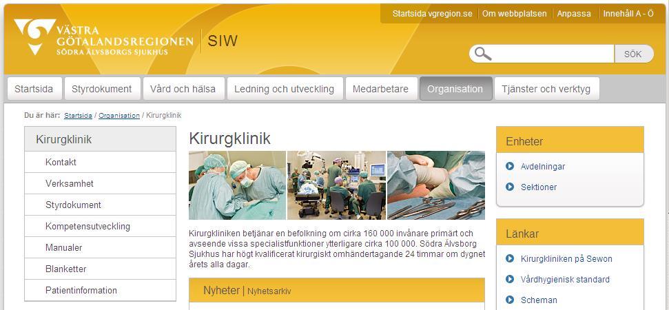 2018-12-18 11918 7 (17) Startsidans centrala innehåll - kliniksida Exempel. Startsida för klinik.
