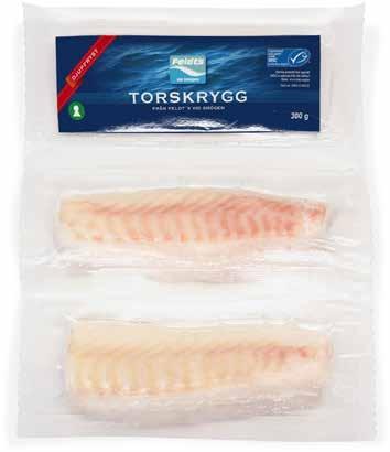 Max 2 förp per hushåll 99 :- Torskrygg Feldts Fisk, 2 x 150 g, Fryst jmf: 96:67