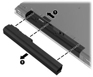 2. Ta ut batteriet från datorn (2).