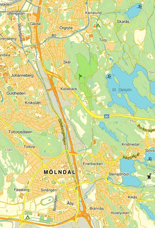 RAPPORT 2014-12-16 7 (16) 1. 2. Kvarteret Tändstickan 2 3. 4. Figur 3 placering av mätstationer 1. Gårda 2. Nelickevägevägen 3,4 Mölndalsbro 4.