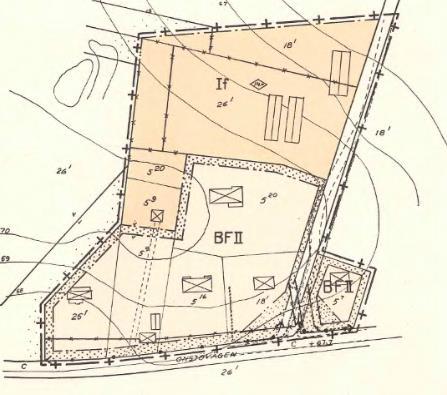Mölla i drift ca 1850-- 1935 4(12) Figur 4. Stadsplan från 1968. Gulmarkerade ytor är kvartersområde för jordbruksvetenskapligt ändamål. Område med beteckning BF är kvartersområde för bostäder.