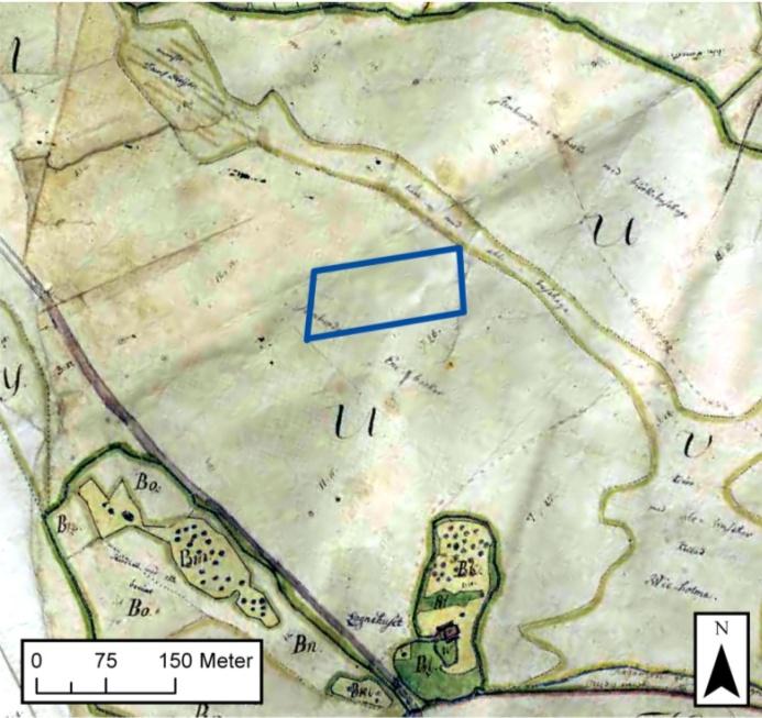 Resultat Historiskt kartmaterial över området i Fulltofta De inringade områdena i blått visar var i kartan inventeringsområdet finns.