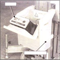 TRANSPORT AV MASKINEN Batteridrivna maskiner Lossa anslutningen och tag bort batteriboxen från maskinens bakkant. Fig. 5 Batteribox SE UPP Batteriboxen är tung, 23,6 kg.