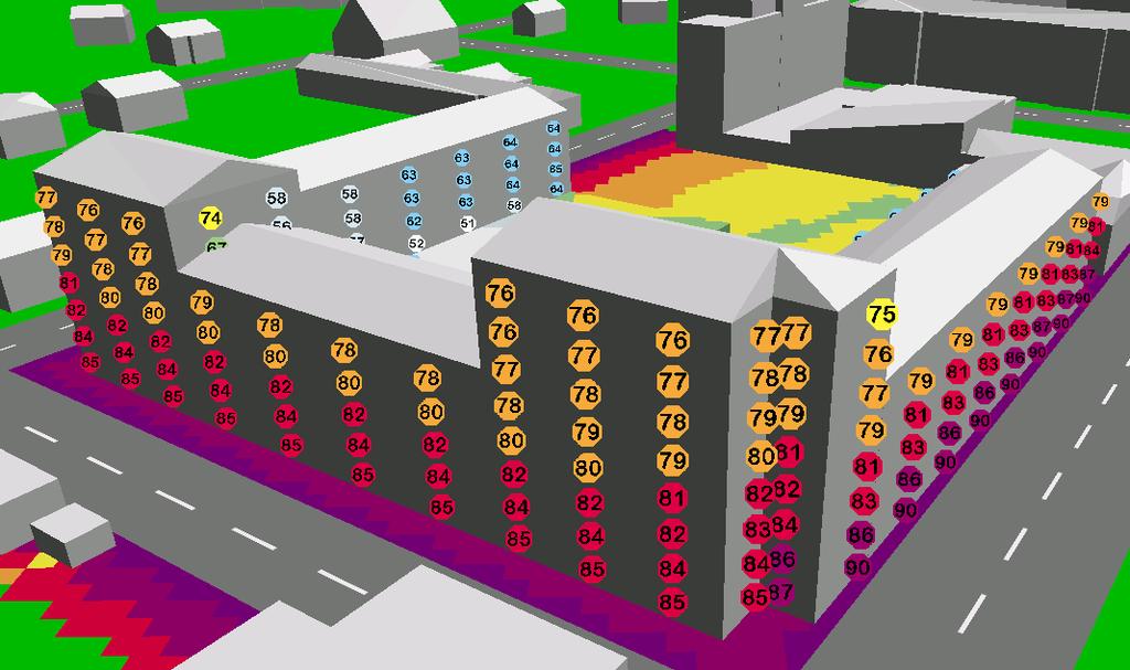 Maximal ljudnivå år 2016/2035, vy från Engelbrektsgatan-Fredsgatan 1 (2) memo04.
