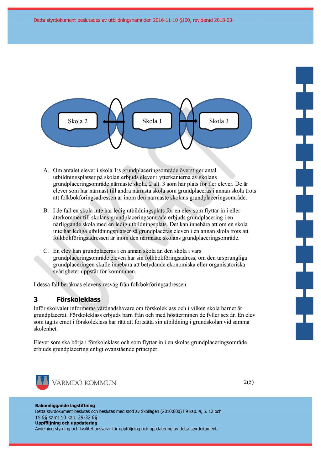 Detta styrdokument beslutades av u tbildningsnämnden 2016-11 - 10 100, reviderad 2018-03 - Skola 2 Skola 1 Skola 3 A.