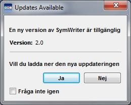 Uppdateringar SymWriter kommer automatiskt att leta efter uppdateringar varje gång som programmet startas.