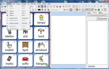 Kopiera en tavla till ett annat program Du kan kopiera olika delar från en skrivmiljö: dels det symboliserade innehållet i ett dokument och dels tavlor och plattor med deras innehåll och använda i