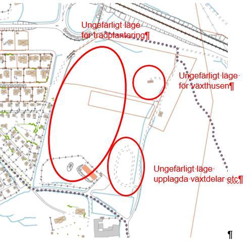 Figur 2. Område som berörs av undersökningen, med läge för de olika verksamheterna. Kartbild från Karlstads kommuns Karlstadkarta.