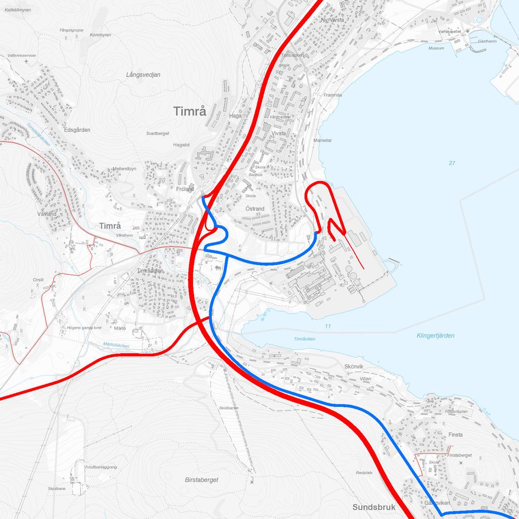 Figur 13 Blå väg är en kommunal väg i Timrå kommun som behöver