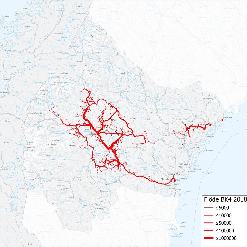 Analysen visar att det under 2018 är möjligt att transportera 1 171 tusen ton på BK4 (figur 4).