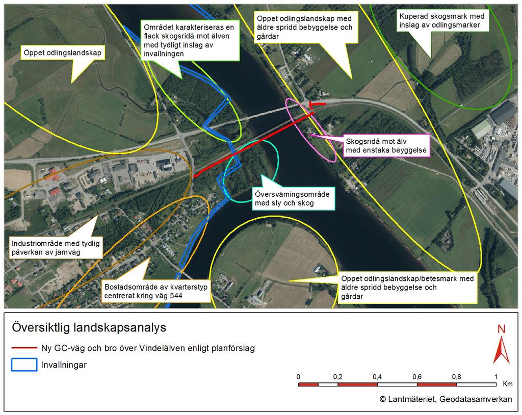 2 Landskapsanalys 2.1 Landskapets huvuddrag Vindelälven i stort kan beskrivas som en älvdalsbygd med bymiljöer och öppna odlingslandskap intill en oreglerad älv.