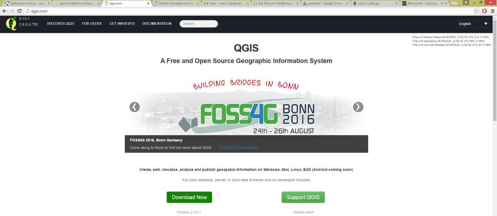 3. Installation av QGIS och av GeoDataFarm För att kunna använda GeoDataFarm behöver du installera OpenSource GIS 1 programmet QGIS.