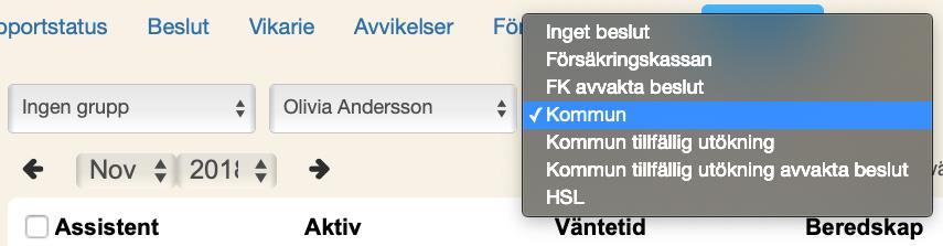 FK-rapporter skapas för de assistenter man har kryssat i (rutan till vänster om assistentens namn) när man klickar på Skapa