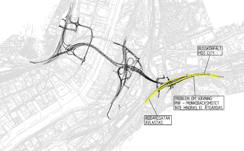 3 (7) E20: Partille Svingeln City Busstrafik mot centrum kan löpa relativt ostört i separat fält genom Ånäsmotet.