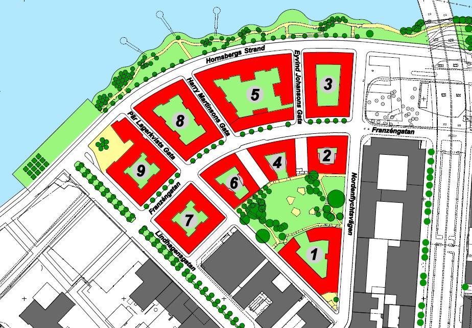 Sida 2 (8) utveckling från industri- till bostadsområde med nya gator, torg och strandpromenad.