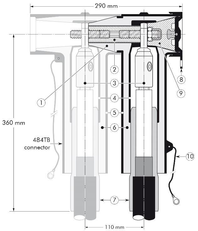 Parallellanslutningsdon K804PB/G, M804PB/G Användning: För parallellkoppling till (K)(M)484TB/G men passar även till (K)(M)480TB/G samt (K)(M)489TB/G För rund plastisolerad 1-ledarkabel Inom- och