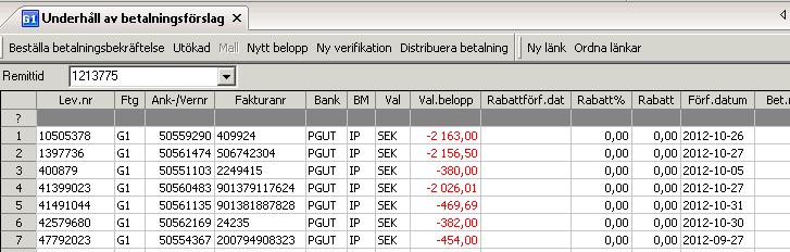 vara en faktura där kontouppgifterna är felaktiga och behöver ändras. Markera aktuell rad. Välj Redigerarmenyn och Radera rad. Frågan om fakturan skall parkeras visas på skärmen.