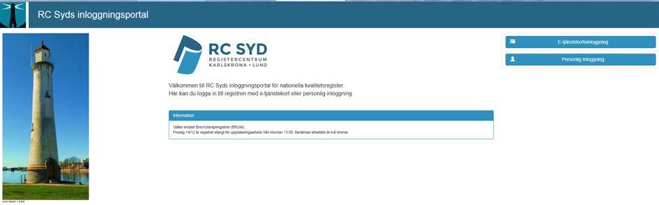 1. INLOGGNING 1.1 Länk till Svenska Makularegistret Registrering i Svenska Makularegistret startar med inloggning via RC Syds inloggningsportal.