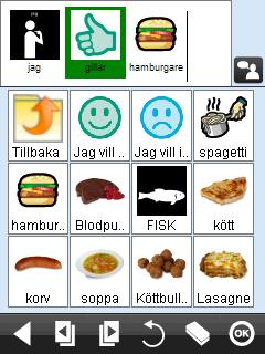 I alla nivåer utom startnivån finns en ikon längst upp till vänster i bildkartan. Den används för att gå tillbaka till föregående nivå.