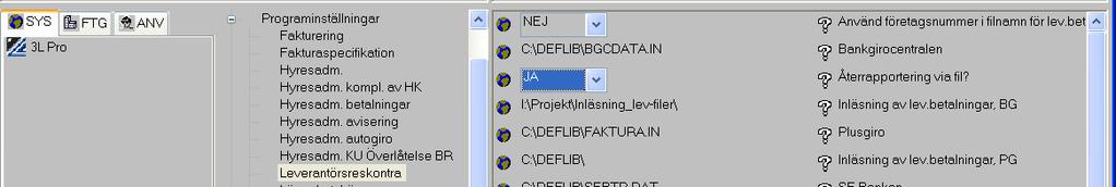 Inställningen Återrapportering via fil? påverkar: [Nej]: Meddelandefältet i betalfil (enligt BG:s filbeskrivning) reserveras för meddelanden till leverantören.