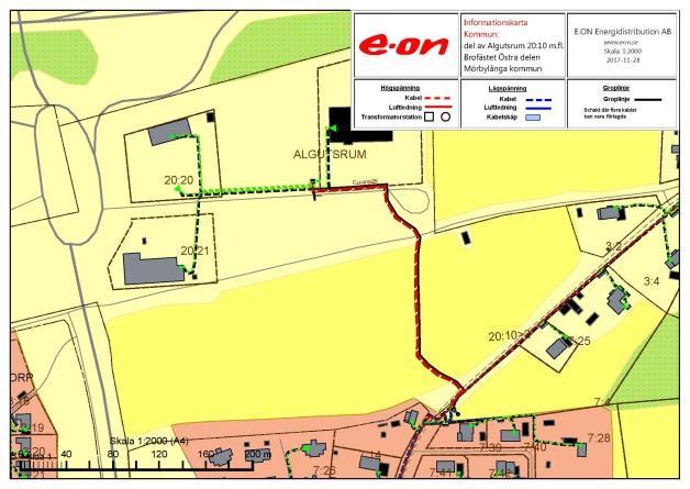 5(9) Öland och för att markkablarna ska vara förenliga med detaljplanen yrkar E.ON på att det i plankartan sätts ut ett 4 meter brett u-område med markkablarna i mitten.